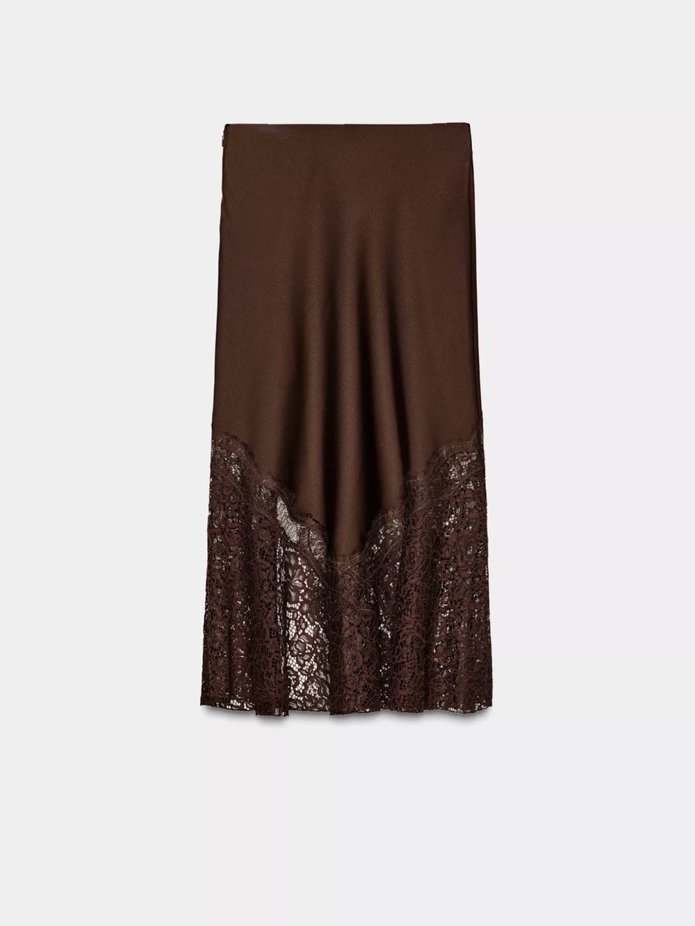 Zara Chocolate Brown Maxi Skirt with Lace Panel